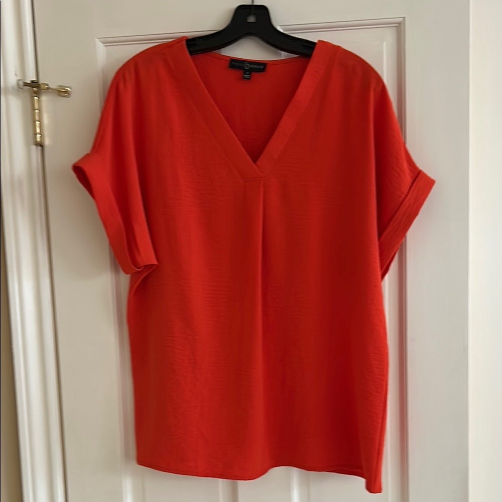 Fred David Orange Boxy Blouse Relaxed Fit NWOT